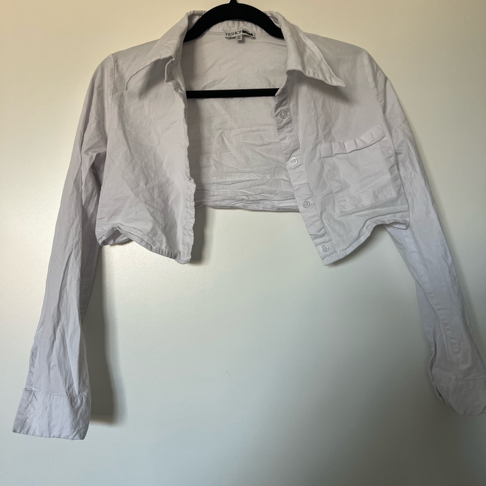 fashion nova cropped button up